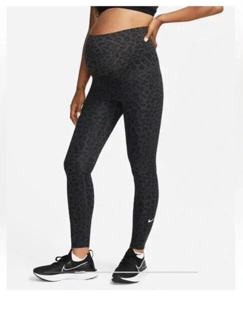 Nike Black Leopard-Print Maternity Leggings